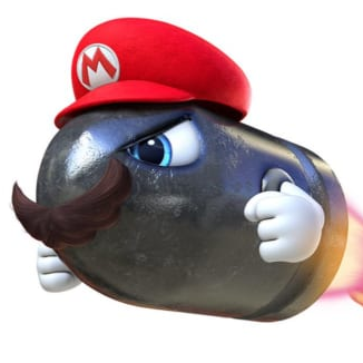 Profile picture for Chri_ti_03. A bullet bill with Mario's moustache, wearing Mario's hat.